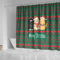Cat Meowy Christmas Shower Curtain Xmas Holiday Patterns - Wonder Print Shop
