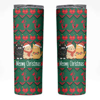 Cat Meowy Christmas Skinny Tumbler Xmas Holiday Patterns - Wonder Print Shop