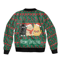 Cat Meowy Christmas Sleeve Zip Bomber Jacket Xmas Holiday Patterns - Wonder Print Shop
