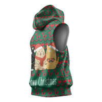 Cat Meowy Christmas Sleeveless Hoodie Xmas Holiday Patterns - Wonder Print Shop