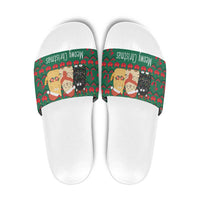 Cat Meowy Christmas Slide Sandals Xmas Holiday Patterns - Wonder Print Shop