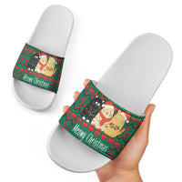 Cat Meowy Christmas Slide Sandals Xmas Holiday Patterns - Wonder Print Shop