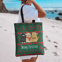 Cat Meowy Christmas Tote Bag Xmas Holiday Patterns - Wonder Print Shop