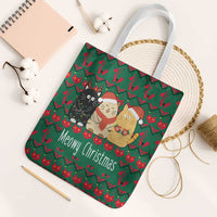 Cat Meowy Christmas Tote Bag Xmas Holiday Patterns - Wonder Print Shop