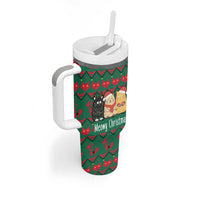 Cat Meowy Christmas Tumbler With Handle Xmas Holiday Patterns - Wonder Print Shop