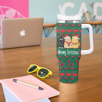 Cat Meowy Christmas Tumbler With Handle Xmas Holiday Patterns - Wonder Print Shop