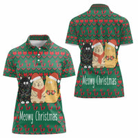Cat Meowy Christmas Women Polo Shirt Xmas Holiday Patterns - Wonder Print Shop