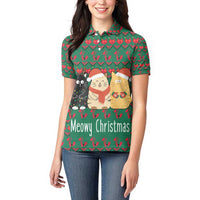 Cat Meowy Christmas Women Polo Shirt Xmas Holiday Patterns - Wonder Print Shop