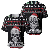 Cat Skull Santa Christmas Baseball Jersey Xmas Holiday Patterns - Wonder Print Shop