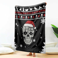 Cat Skull Santa Christmas Blanket Xmas Holiday Patterns - Wonder Print Shop