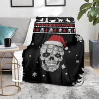 Cat Skull Santa Christmas Blanket Xmas Holiday Patterns - Wonder Print Shop