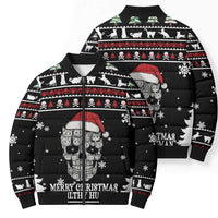 Cat Skull Santa Christmas Bomber Puffer Jacket Xmas Holiday Patterns - Wonder Print Shop