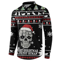 Cat Skull Santa Christmas Button Sweatshirt Xmas Holiday Patterns - Wonder Print Shop