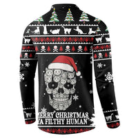 Cat Skull Santa Christmas Button Sweatshirt Xmas Holiday Patterns - Wonder Print Shop