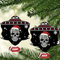 Cat Skull Santa Christmas Ceramic Ornament Xmas Holiday Patterns - Wonder Print Shop