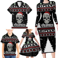 Cat Skull Santa Christmas Family Matching Long Sleeve Bodycon Dress and Hawaiian Shirt Xmas Holiday Patterns - Wonder Print Shop