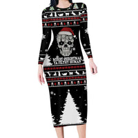 Cat Skull Santa Christmas Family Matching Long Sleeve Bodycon Dress and Hawaiian Shirt Xmas Holiday Patterns - Wonder Print Shop