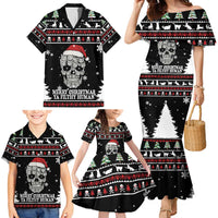Cat Skull Santa Christmas Family Matching Mermaid Dress and Hawaiian Shirt Xmas Holiday Patterns - Wonder Print Shop