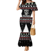 Cat Skull Santa Christmas Family Matching Mermaid Dress and Hawaiian Shirt Xmas Holiday Patterns - Wonder Print Shop