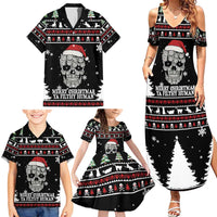 Cat Skull Santa Christmas Family Matching Summer Maxi Dress and Hawaiian Shirt Xmas Holiday Patterns - Wonder Print Shop