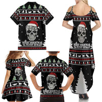 Cat Skull Santa Christmas Family Matching Summer Maxi Dress and Hawaiian Shirt Xmas Holiday Patterns - Wonder Print Shop