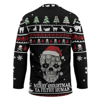 Cat Skull Santa Christmas Hockey Jersey Xmas Holiday Patterns - Wonder Print Shop