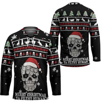 Cat Skull Santa Christmas Hockey Jersey Xmas Holiday Patterns - Wonder Print Shop