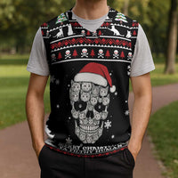 Cat Skull Santa Christmas Knitted V-Neck Vest Xmas Holiday Patterns - Wonder Print Shop