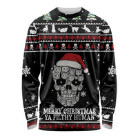 Cat Skull Santa Christmas Long Sleeve Shirt Xmas Holiday Patterns - Wonder Print Shop