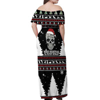 Cat Skull Santa Christmas Off Shoulder Maxi Dress Xmas Holiday Patterns - Wonder Print Shop