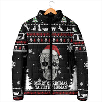 Cat Skull Santa Christmas Padded Jacket Xmas Holiday Patterns - Wonder Print Shop