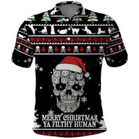 Cat Skull Santa Christmas Polo Shirt Xmas Holiday Patterns - Wonder Print Shop