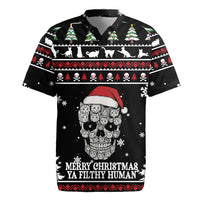 Cat Skull Santa Christmas Rugby Jersey Xmas Holiday Patterns - Wonder Print Shop