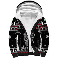 Cat Skull Santa Christmas Sherpa Hoodie Xmas Holiday Patterns - Wonder Print Shop