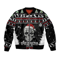 Cat Skull Santa Christmas Sleeve Zip Bomber Jacket Xmas Holiday Patterns - Wonder Print Shop