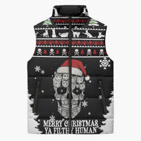 Cat Skull Santa Christmas Sleeveless Puffer Jacket Xmas Holiday Patterns - Wonder Print Shop
