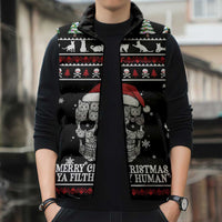 Cat Skull Santa Christmas Sleeveless Puffer Jacket Xmas Holiday Patterns - Wonder Print Shop