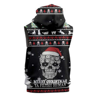 Cat Skull Santa Christmas Sleeveless Zip Hoodie Xmas Holiday Patterns - Wonder Print Shop
