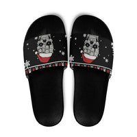 Cat Skull Santa Christmas Slide Sandals Xmas Holiday Patterns - Wonder Print Shop