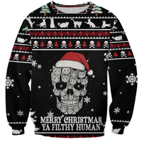 Cat Skull Santa Christmas Sweatshirt Xmas Holiday Patterns - Wonder Print Shop