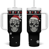 Cat Skull Santa Christmas Tumbler With Handle Xmas Holiday Patterns - Wonder Print Shop