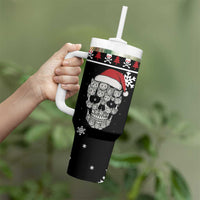 Cat Skull Santa Christmas Tumbler With Handle Xmas Holiday Patterns - Wonder Print Shop