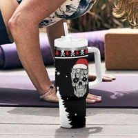 Cat Skull Santa Christmas Tumbler With Handle Xmas Holiday Patterns - Wonder Print Shop