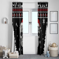 Cat Skull Santa Christmas Window Curtain Xmas Holiday Patterns - Wonder Print Shop