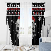 Cat Skull Santa Christmas Window Curtain Xmas Holiday Patterns - Wonder Print Shop