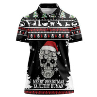 Cat Skull Santa Christmas Women Polo Shirt Xmas Holiday Patterns - Wonder Print Shop
