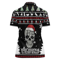 Cat Skull Santa Christmas Women Polo Shirt Xmas Holiday Patterns - Wonder Print Shop