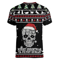 Cat Skull Santa Christmas Women V-Neck T-Shirt Xmas Holiday Patterns - Wonder Print Shop