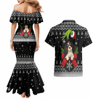 Cavalier King Charles Spaniel Xmas Ball Christmas Couples Matching Mermaid Dress and Hawaiian Shirt Xmas Holiday Patterns - Wonder Print Shop