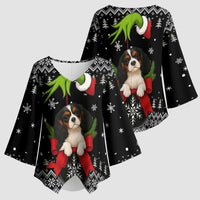 Cavalier King Charles Spaniel Xmas Ball Christmas Kimono Sleeve Blouse Xmas Holiday Patterns - Wonder Print Shop